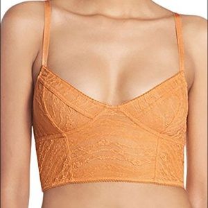 Free People gold longline lace bralette